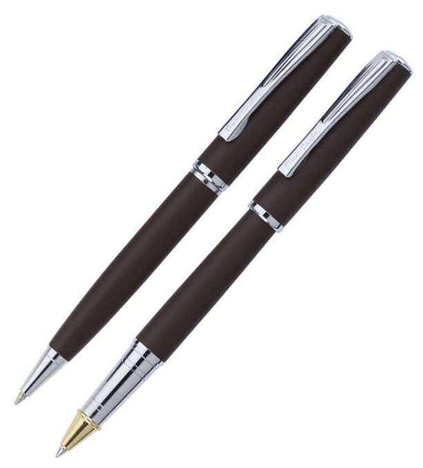 Набор Pierre Cardin Pen & Pen: ручка шариковая + роллер, латунь, цвет коричневый (PC0942BP/RP)