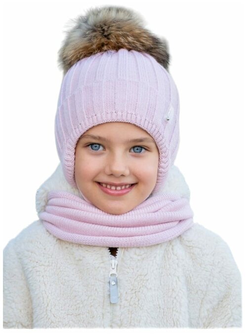 Комплект бини Chapken, демисезон/зима, шерсть, размер 50-53, розовый
