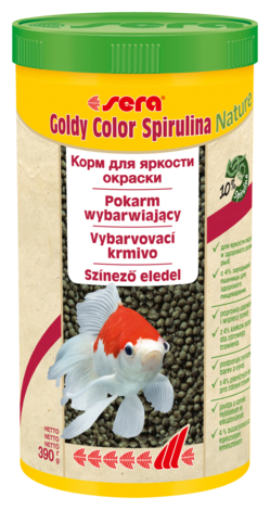 ​Корм для золотых рыб в гранулах Sera Goldy Color Spirulina Nature, улучшает окраску, 1000 гр, 390 гр