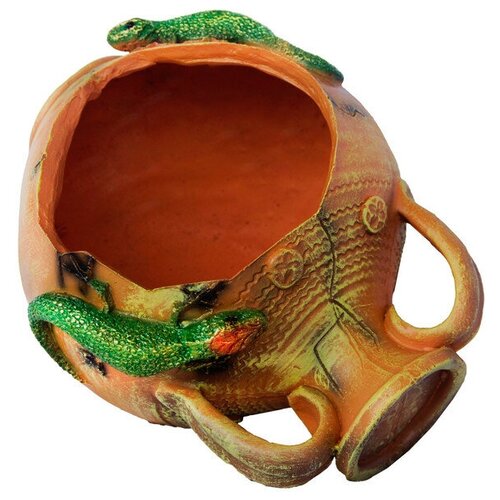 Фигура садовая амфора с ящерицами 22см полистоун 6870₽