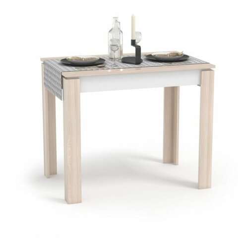 Стол обеденный Мебель-Комплекс Оптима шимо светлый/белый