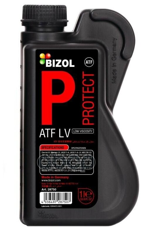 BIZOL 28750 Масло трансмиссионное BIZOL 1л ATF Protect ATF LV GM Dexron VI/Ford Mercon LV 1шт