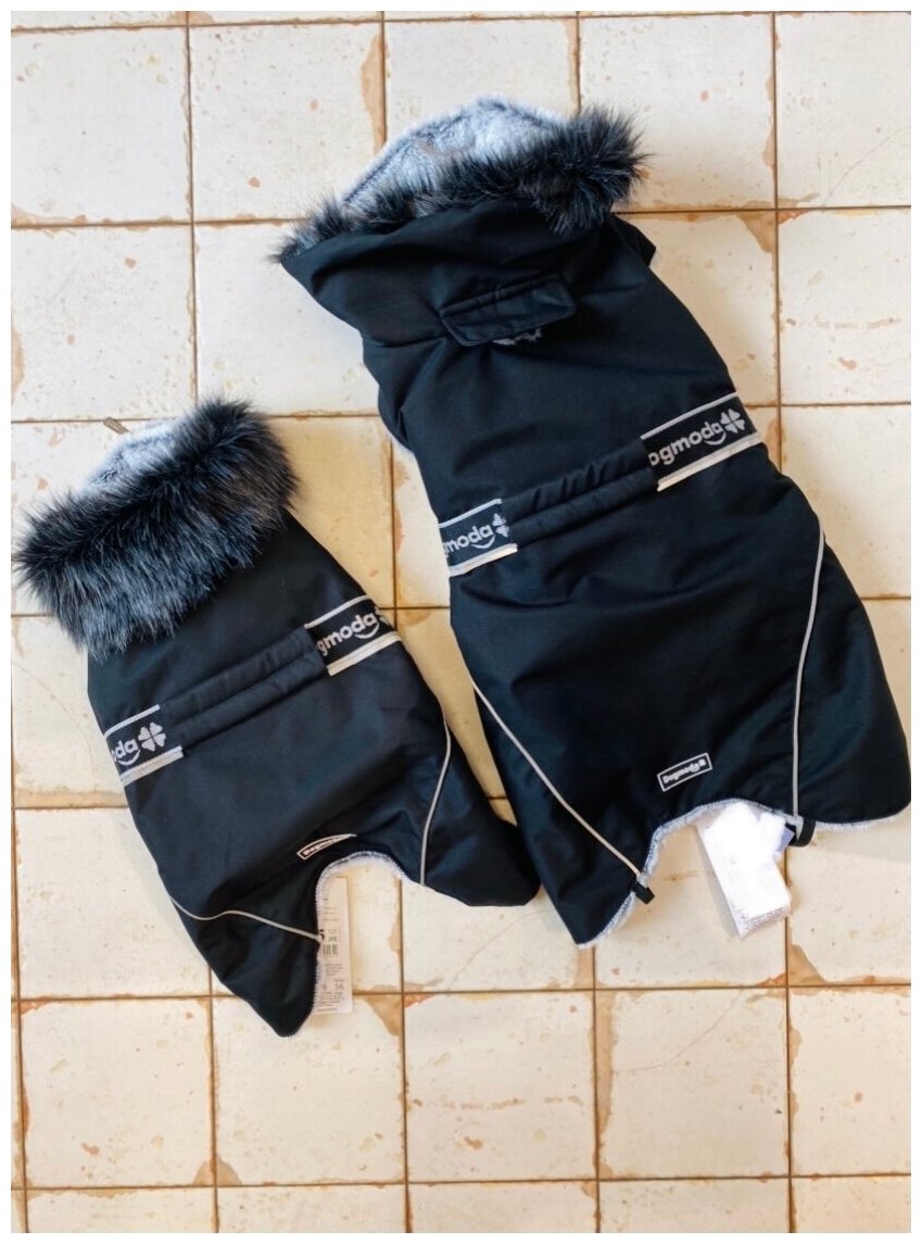 Попона для собак зимняя на синтепоне с мехом - черная, унисекср. 54 - фотография № 5