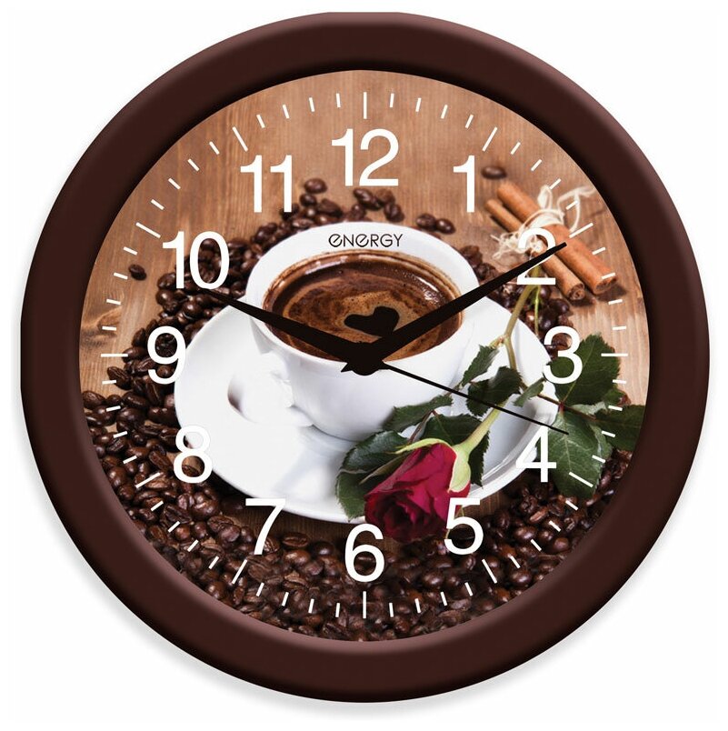 Часы настенные кварцевые Energy EC-101 круглые (27.5x3.8 см) кофе (009474)