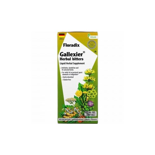 Gaia Herbs, Floradix, Gallexier, травяная добавка в виде жидкого экстракта, 250 мл (8,5 жидк. унции)