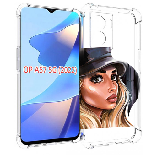 Чехол MyPads Девушка-в-шляпе женский для OPPO A57 5G(2022) задняя-панель-накладка-бампер
