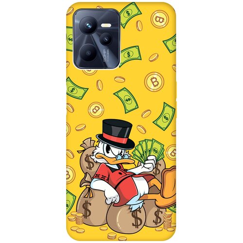 Матовый чехол Rich Scrooge для Realme C35 / Рилми С35 с 3D эффектом желтый матовый чехол rich scrooge для realme c21 рилми с21 с 3d эффектом желтый