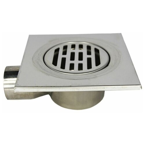 Трап мет. угловой 15х15 см (диам. 50 мм.) (нерж) гидрозатвор