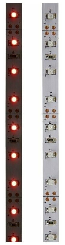 LED лента открытая, 8 мм, IP23, SMD 2835, 60 LED/m, 12 V, цвет свечения красный