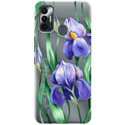 Силиконовый чехол на Tecno Spark 7 / Техно Спарк 7 с 3D принтом Amazing Irises прозрачный силиконовый чехол на tecno spark 7 техно спарк 7 с 3d принтом amazing peonies прозрачный