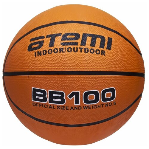Мяч баскетбольный Atemi, р. 5, резина, 8 панелей, BB100, окруж 68-71, клееный