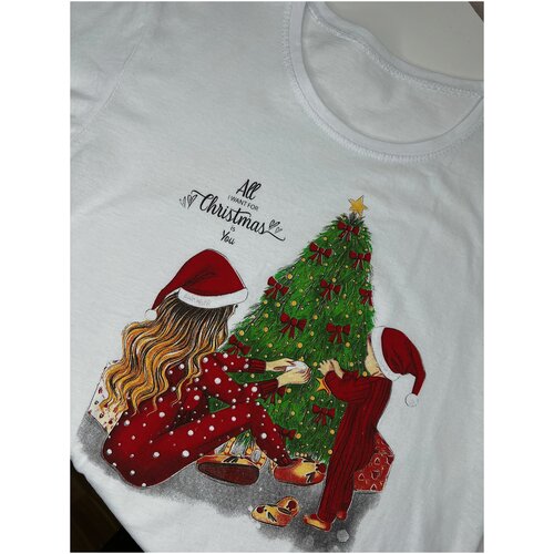 Футболка с новогодним принтом женская My store, цвет черный, размер 44(M), материал хлопок