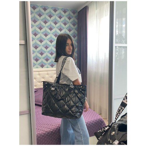 Сумка шоппер Bliss-Time, фактура стеганая, черный