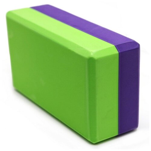 B26353 Йога блок полумягкий 2-х цветный (фиолетово/зеленый) 223х150х76мм., из вспененного ЭВА