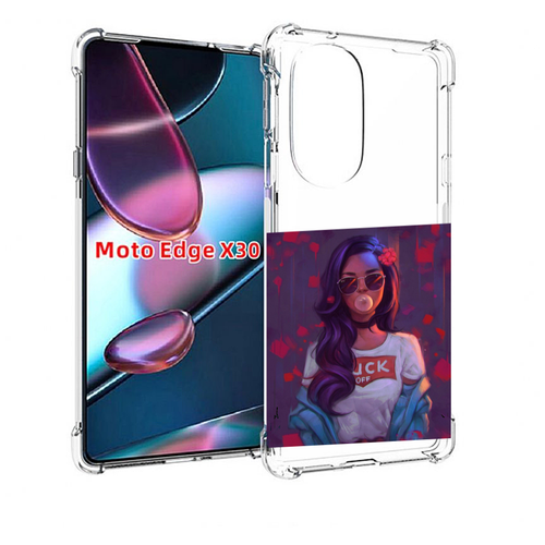Чехол MyPads девушка-с-жвачкой женской для Motorola Moto Edge X30 задняя-панель-накладка-бампер
