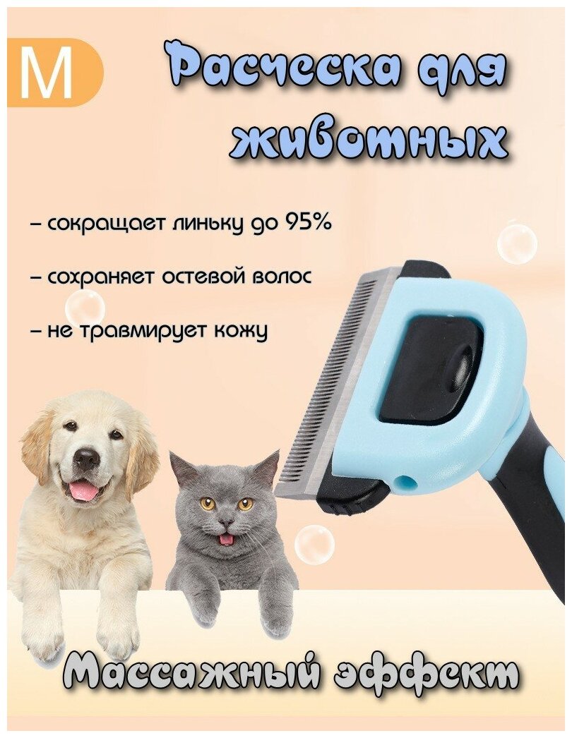 фото Дешеддер. Расческа для кошек собак. Щетка для вычесывания шерсти. Чесалка для животных, Фурминатор, Пуходерка