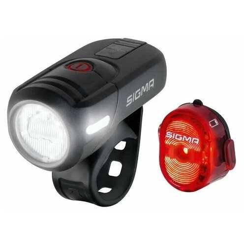 Sigma Комплект фонарей Sigma Sport Aura 45 USB+Nugget 2, цвет Черный фара фонарь 4 017750 aura 60 люкс osram led 3 режима usb nugget ii rl 3 режима sigma