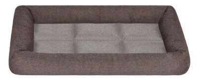 Лежанка прямоугольная с валиком "Батут" - рогожка, коричневая - фотография № 2
