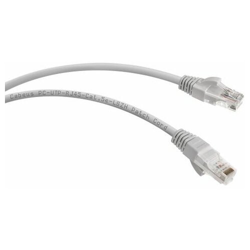 Кабель патч-корд U/UTP 5e кат. 3м. Cabeus PC-UTP-RJ45-Cat.5e-3m-LSZH неэкранированный, серый сетевой кабель belsis utp cat 5e rj 45 3m bw1481