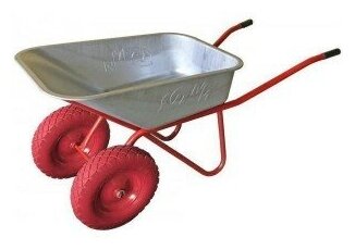 Тачка строительно-садовая двухколесная с литым колесом оптимал Красная