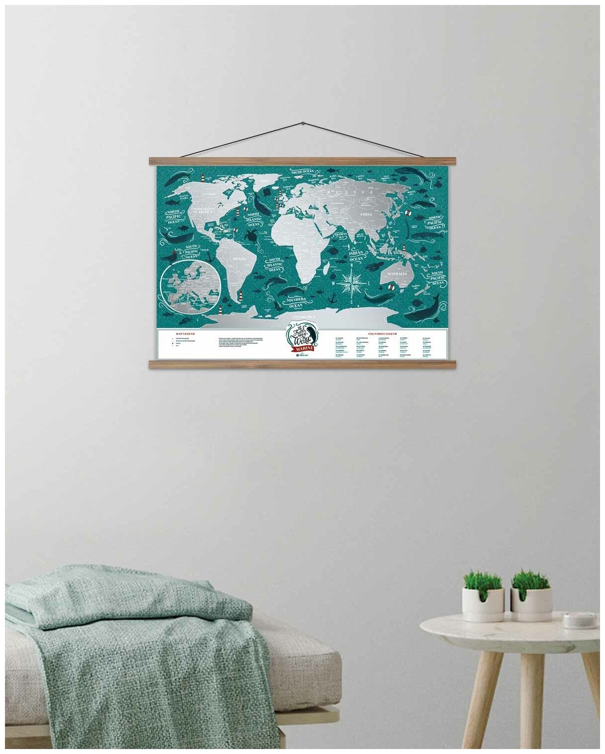 Скретч карта мира на стену в тубусе Travel Map Marine World