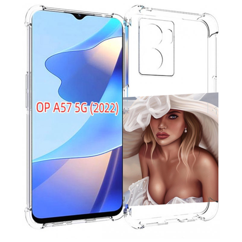 Чехол MyPads девушка-в-белой-шляпе женский для OPPO A57 5G(2022) задняя-панель-накладка-бампер чехол mypads девушка в нижнем белье женский для oppo a57 5g 2022 задняя панель накладка бампер