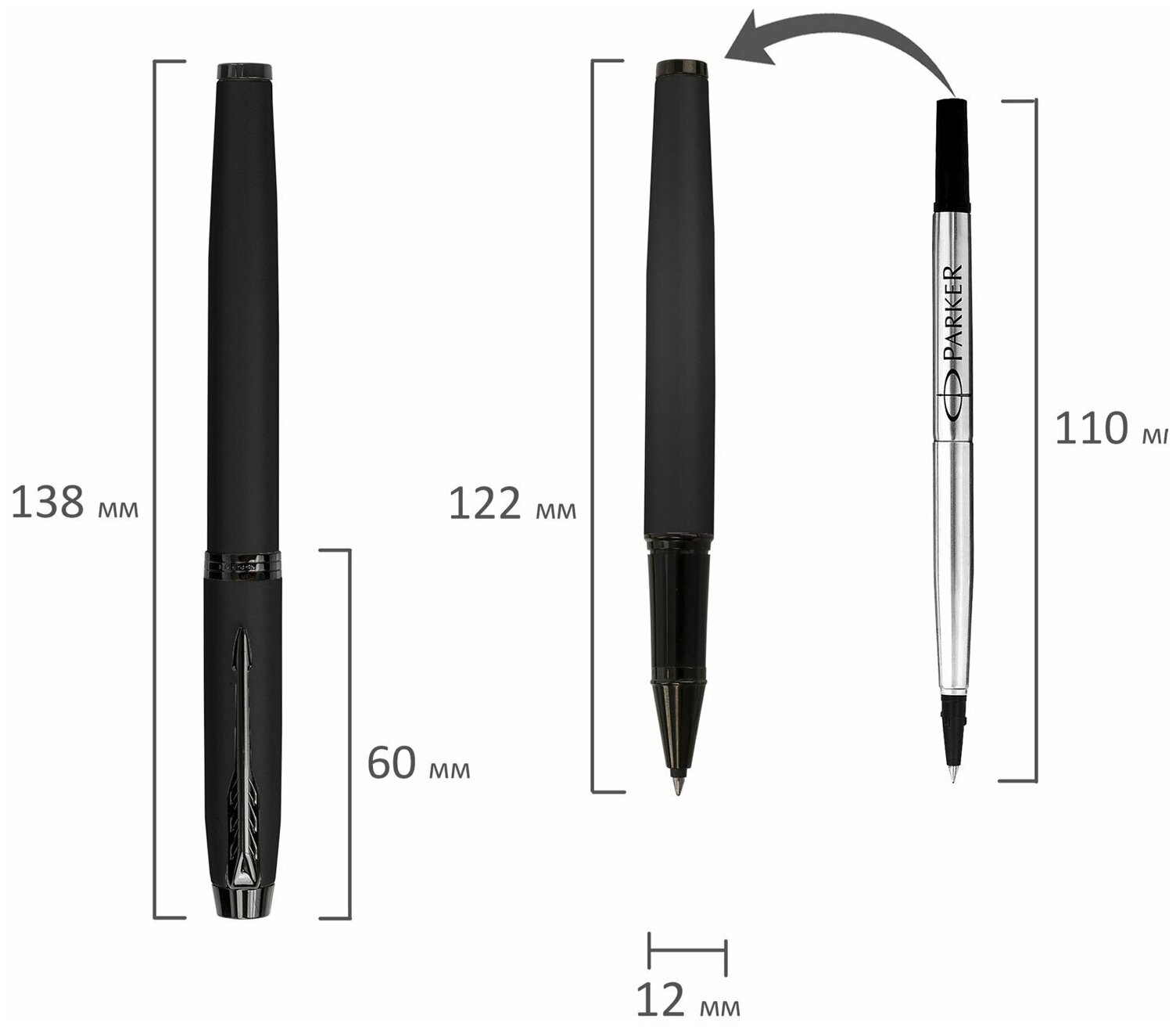 Ручка-роллер Achromatic MBLK BT, черная PARKER - фото №12