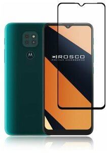 Фото Защитное стекло для Motorola Moto E7 Plus, G9 Play (Моторола Мото Е7 Плюс, Джи 9 Плэй) с премиальным олеофобным покрытием, ROSCO прозрачное с рамкой