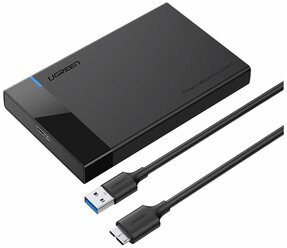 Внешний корпус для жесткого диска UGREEN US221 (30848) 2.5 Inch Hard Drive Box с кабелем Micro-B to USB-A 3.0. Цвет: черный