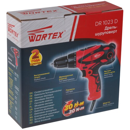 Дрель-шуруповерт сетевая WORTEX DR 1023 D DR1023D0029 278000₽