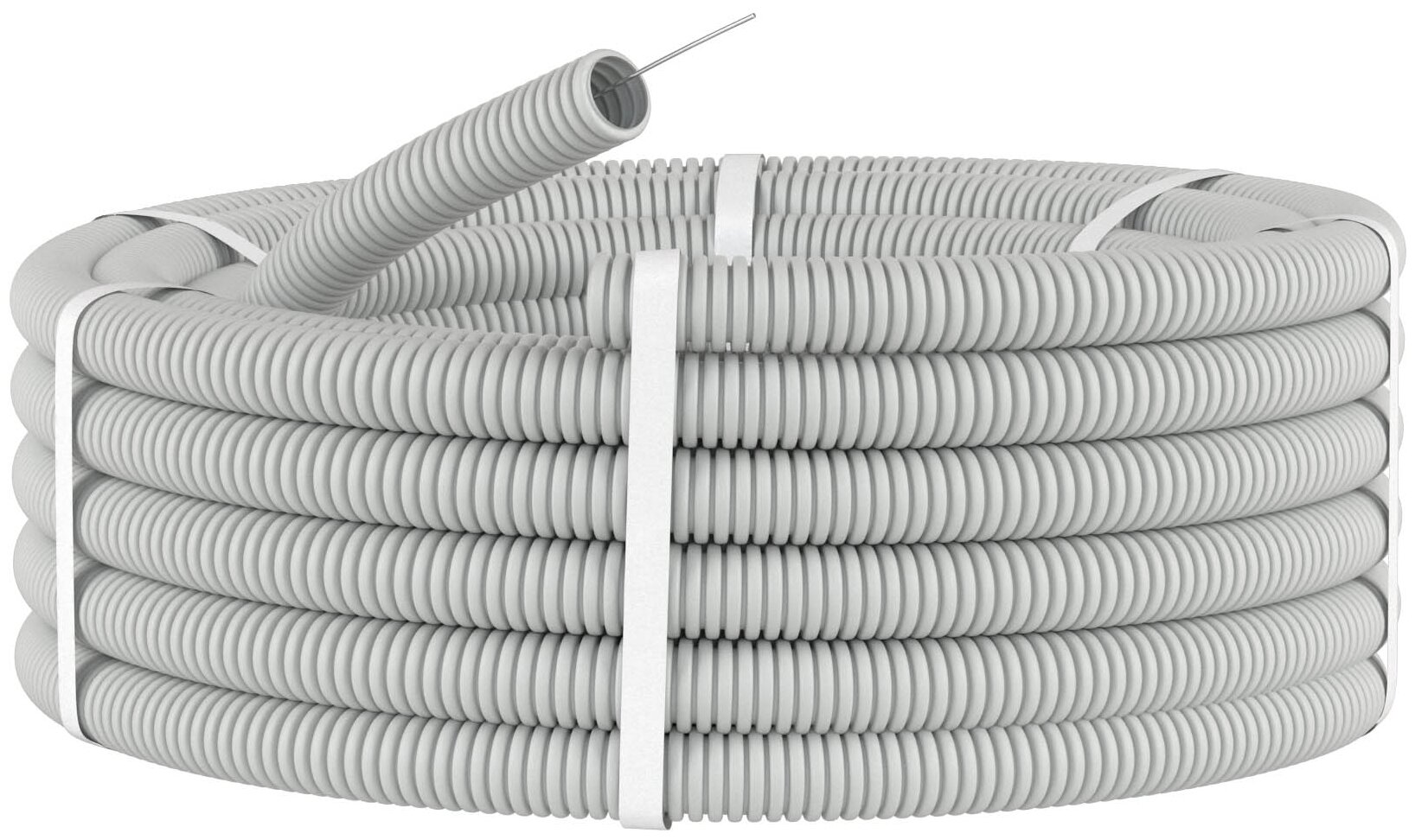 91520 Труба ПВХ гибкая гофр. д.20мм, тяжёлая с протяжкой, 100м, цвет серый DKC ДКС - фото №2