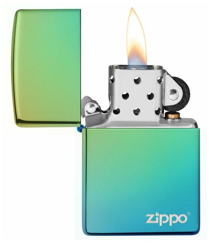 Зажигалка ZIPPO Classic с покрытием High Polish Teal, латунь/сталь, зелёная, глянцевая, 38x13x57 мм № 49191ZL - фотография № 2