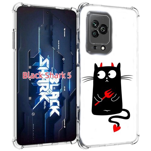 Чехол MyPads Кот демон для Xiaomi Black Shark 5 задняя-панель-накладка-бампер чехол mypads висячий кот для xiaomi black shark 5 pro задняя панель накладка бампер