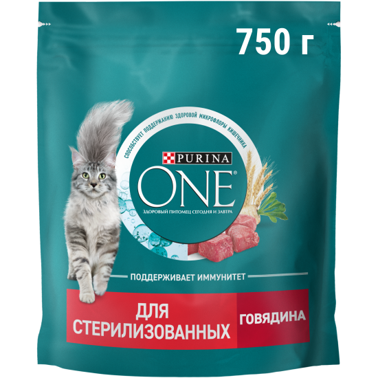Сухой корм Purina ONE® для стерилизованных кошек и кастрированных котов с говядиной 750 г