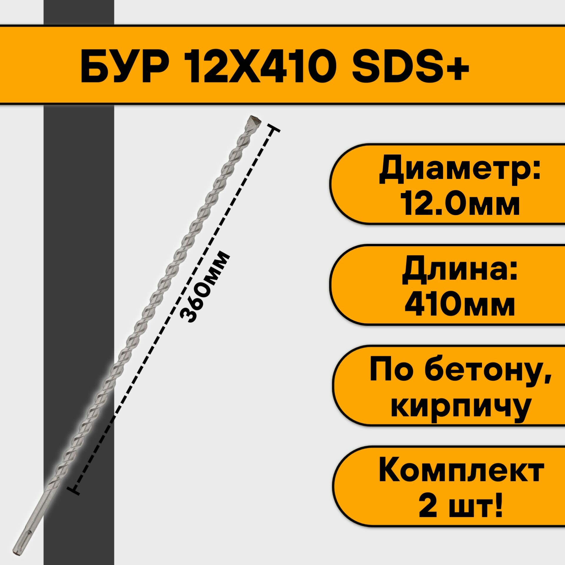 Бур 12х410 SDS+ (2 шт)