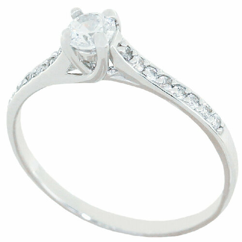 Кольцо ПРИЗМА, белое золото, 585 проба, фианит, размер 16, белый, золотой