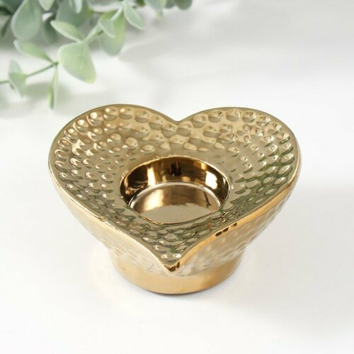 SUI Подсвечник керамика на 1 свечу Сердце d4 см золото 102х102х43 см 793₽