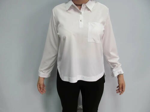 Блуза  H.T.H. Классическая, не приталенная блуза для девушки (под поло), размер 48, белый