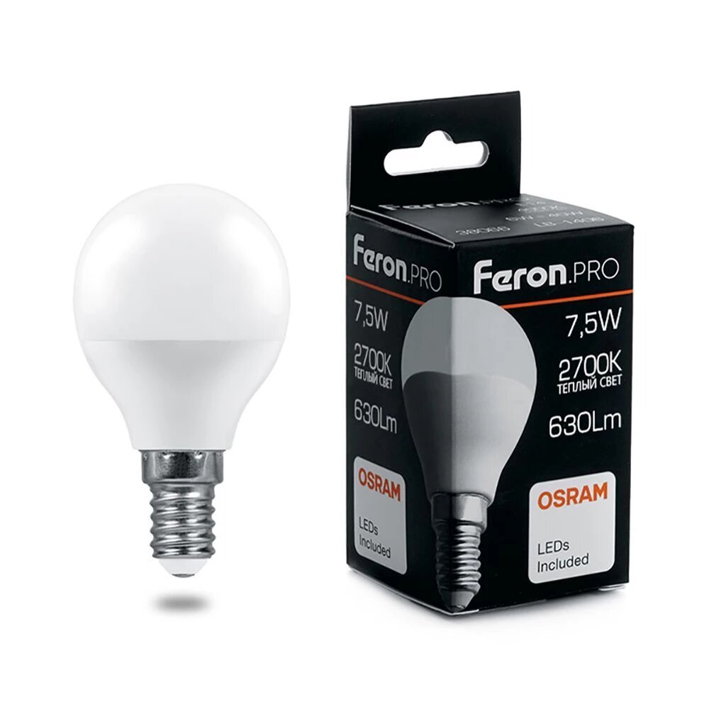 Лампа светодиодная Feron.PRO LB-1407 Шарик E14 7.5W 175-265V 2700K (38071) 10 шт.