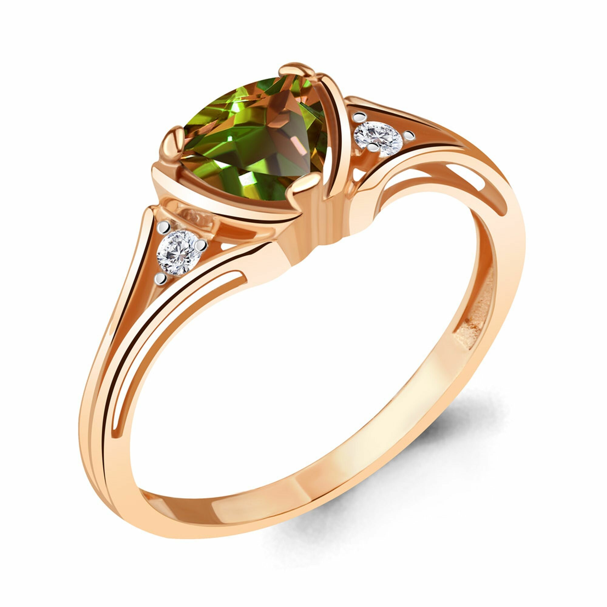 Кольцо Diamant online, серебро, 925 проба, золочение, султанит, фианит