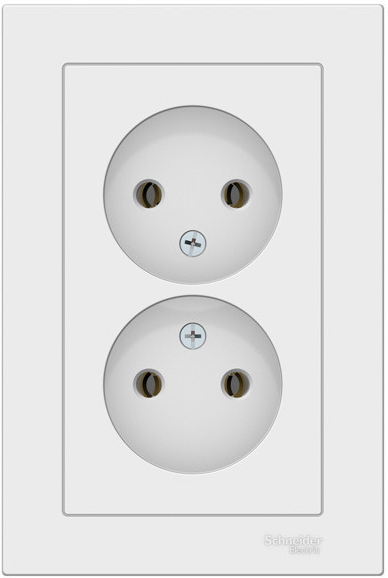 Розетка силовая штепсельная Systeme Electric / Систем Электрик AtlasDesign, 16А 250В IP20 белый без заземляющего контакта ATN000120 / электрооборудование