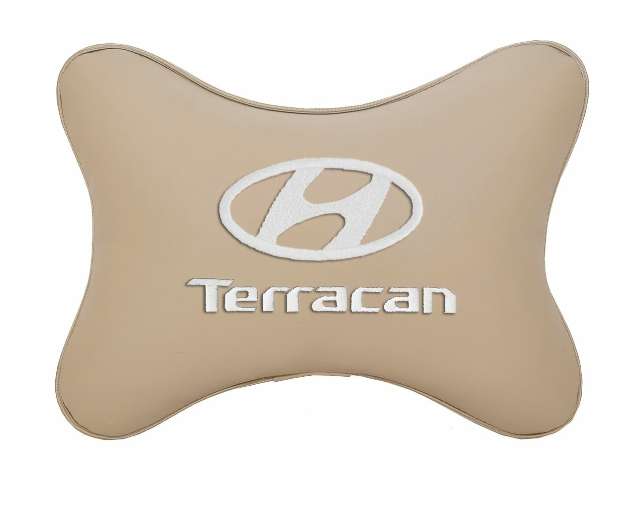 Подушка на подголовник автомобильная бежевая экокожа HYUNDAI Terracan