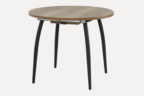 Изображение товара Кухонный стол раздвижной Hoff Милан-2, 90(125)x76x90 см, дуб олово, муар чёрный