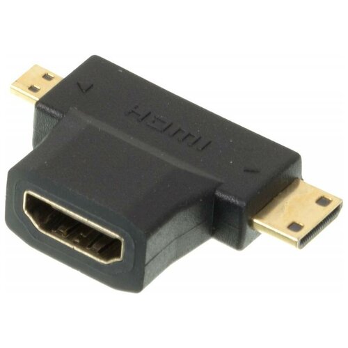 Переходник Behpex HDMI (f)/Micro HDMI (m)/Mini HDMI (m), черный