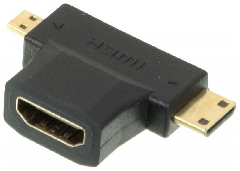 Переходник аудио-видео HDMI (f) - Micro HDMI (m) , Mini HDMI (m), черный [+ mini hdmi (male)]