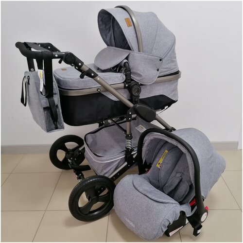 Детская Коляска 3в1 LUXMOM 555, коляска для новорожденных, цвет серый, коляска-трансформер