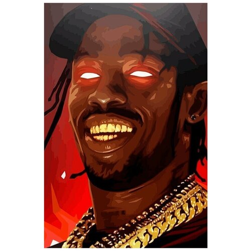 Картина по номерам на холсте музыка Travis Scott (Трэвис Скотт) - 8813 В 60x40 картина по номерам на холсте музыка travis scott трэвис скотт 8813 в 30x40