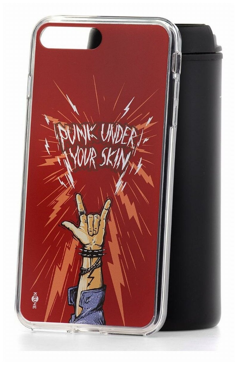 Чехол для iPhone 7 Plus Kruche Print "Как у Дудя",противоударная пластиковая накладка с рисунком,силиконовый бампер с защитой камеры,кейс с принтом