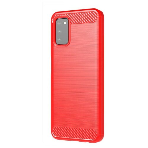 Накладка силиконовая для Samsung Galaxy A03S SM-A037 под карбон и сталь красная накладка силиконовая для samsung galaxy m20 sm m205 под карбон и сталь красная