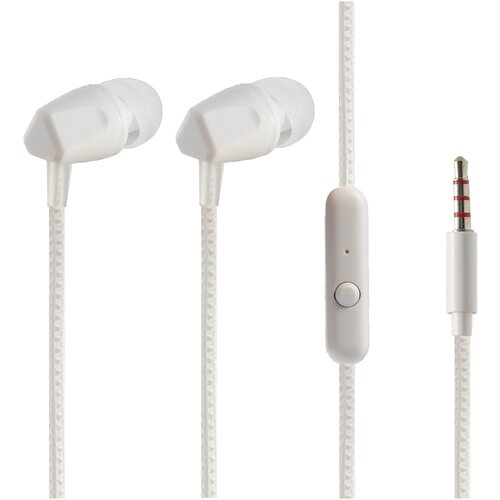 Наушники внутриканальные FaisON HP-112, Angular, ткань, микрофон, кнопка ответа, кабель 1.1м, цвет: белый